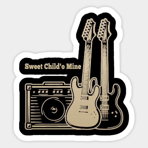 Sweet Child O'Mine Playing With Guitars Sticker by Stars A Born